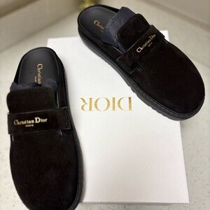 Dior Women's Black Suede Mules 9.5